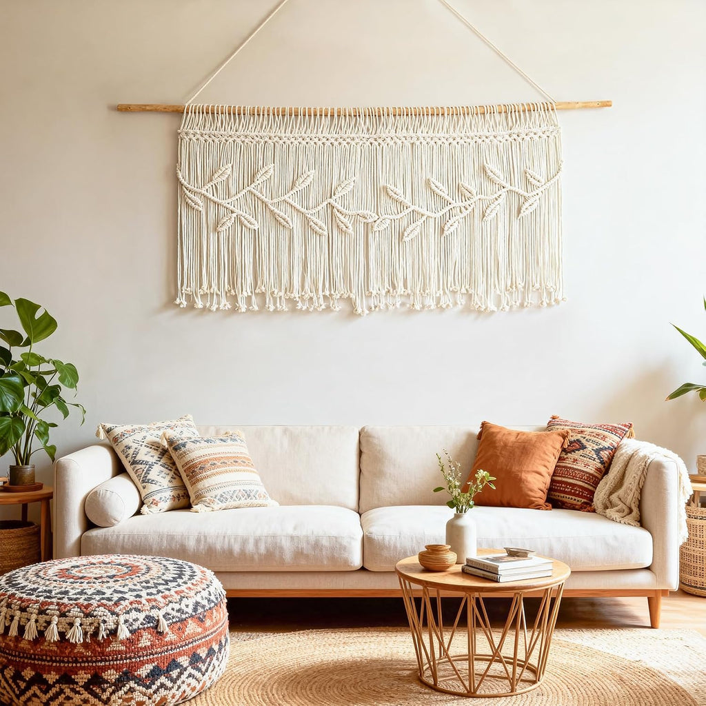 Cream Boho Macrame Window Valance