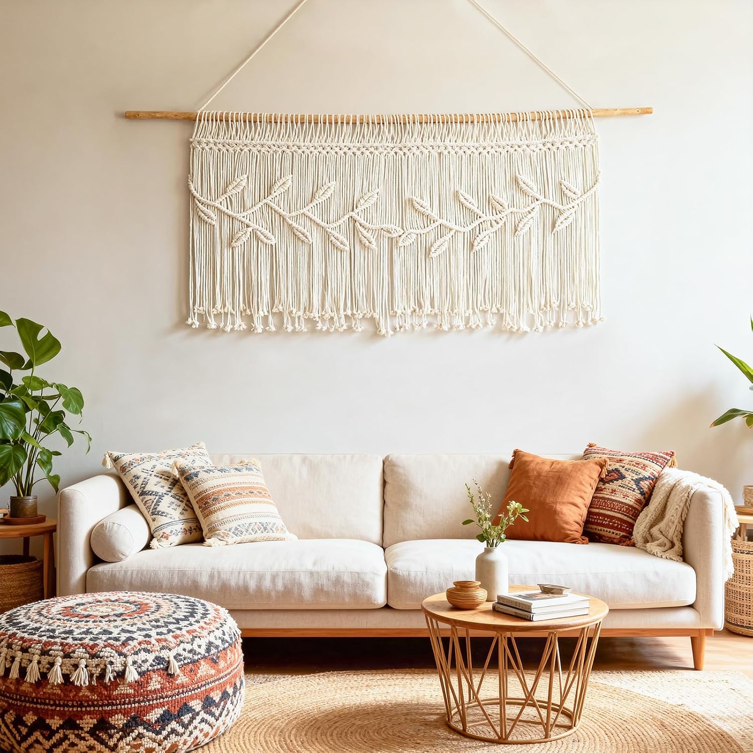 Cream Boho Macrame Window Valance