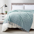 Aqua Jacquard Knit Throw Blanket
