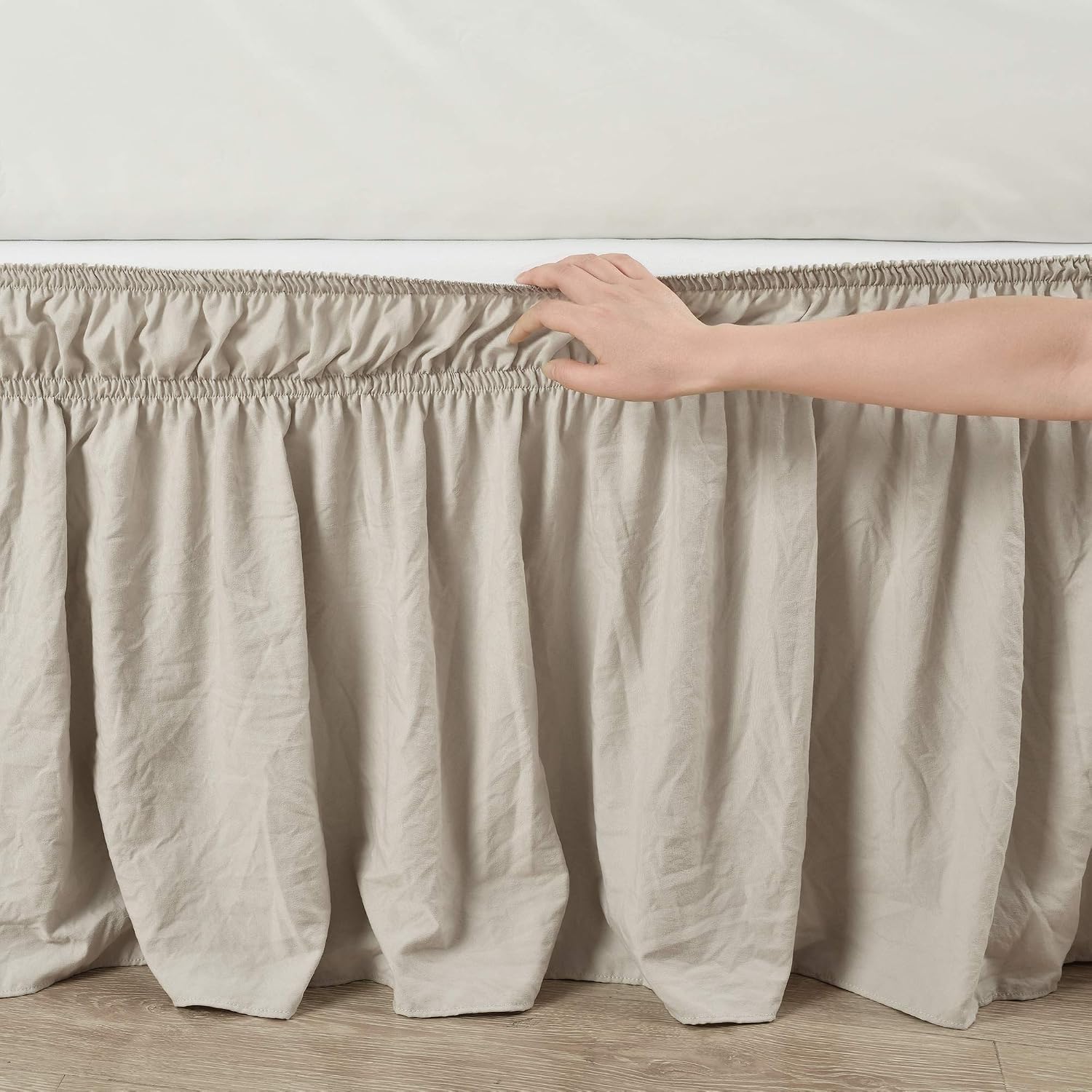 Decor Tan Ruched Wrap‑Around Queen Bed Skirt