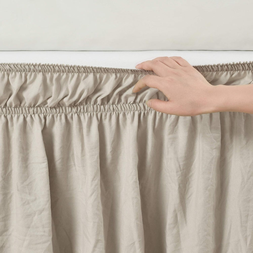 Decor Tan Ruched Wrap‑Around Queen Bed Skirt