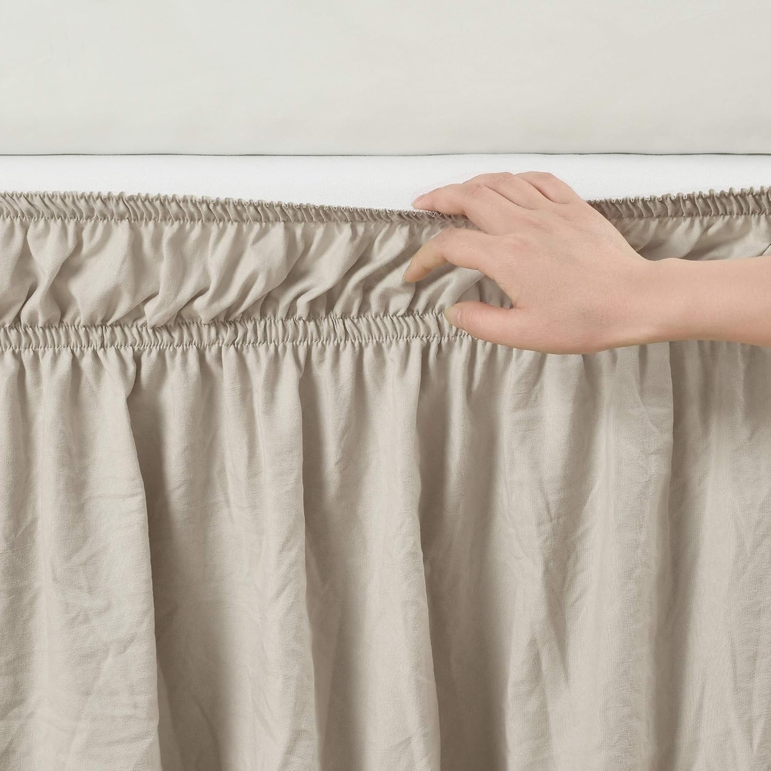 Decor Tan Ruched Wrap‑Around Queen Bed Skirt