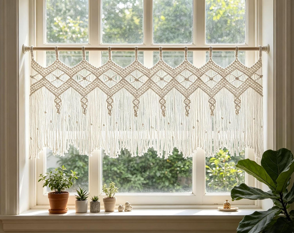 Boho Handmade Woven Macrame Window Valance