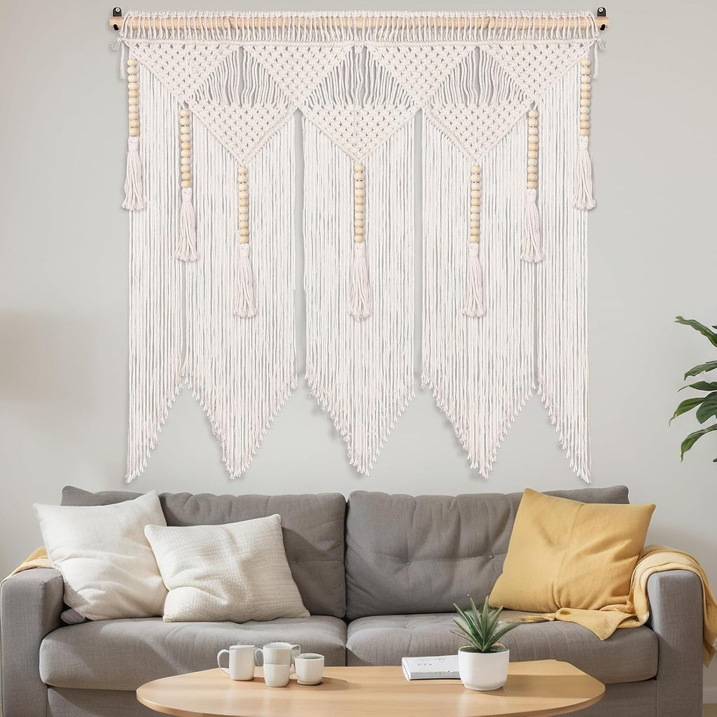 Beige Large Tassel Macrame Wall Hanging