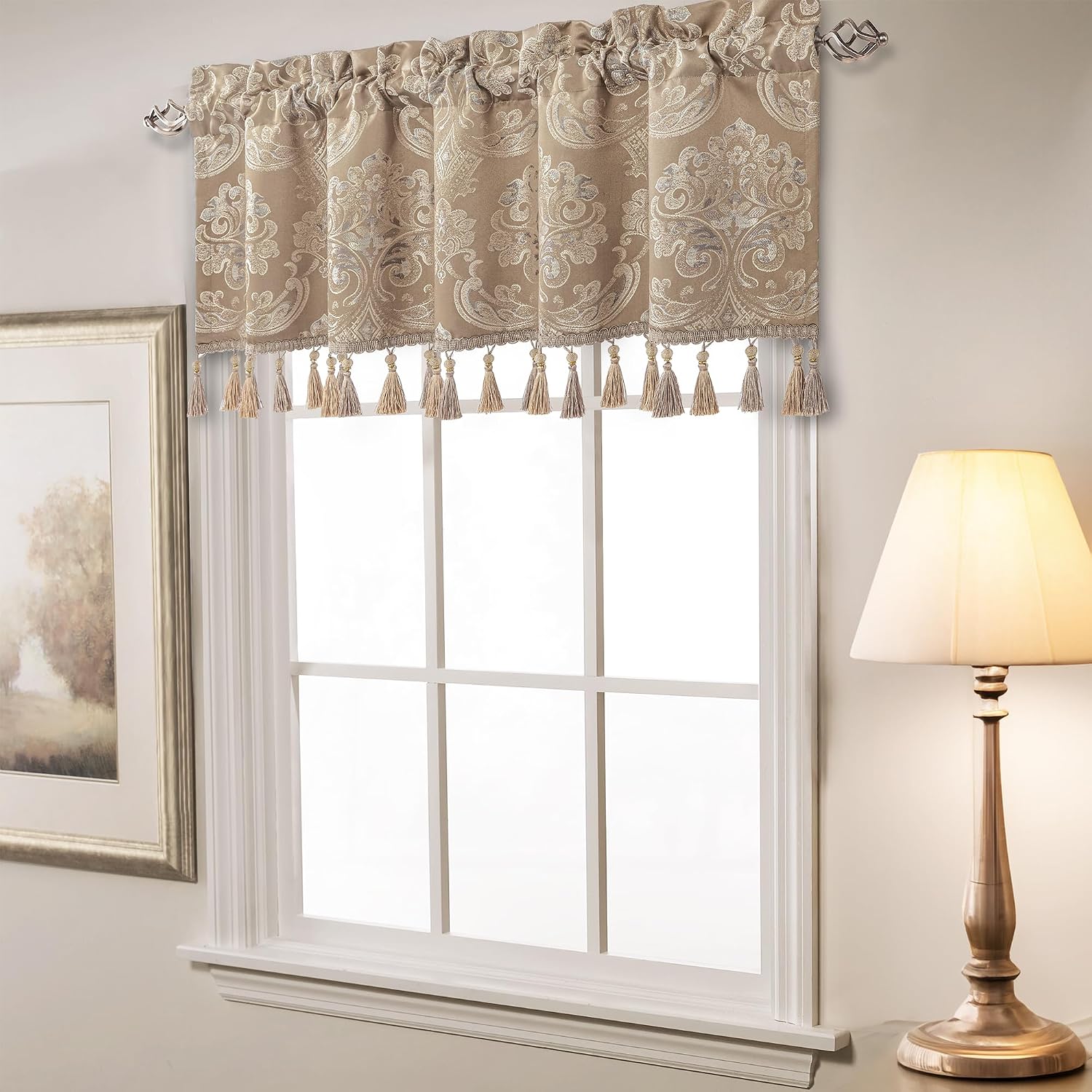 Light Coffee Window Valance Curtain