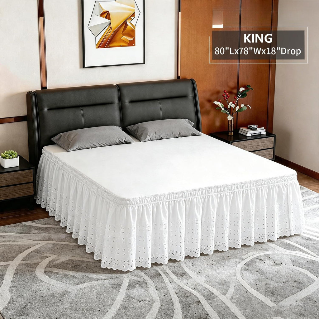 White Wrap‑Around King Bed Skirt