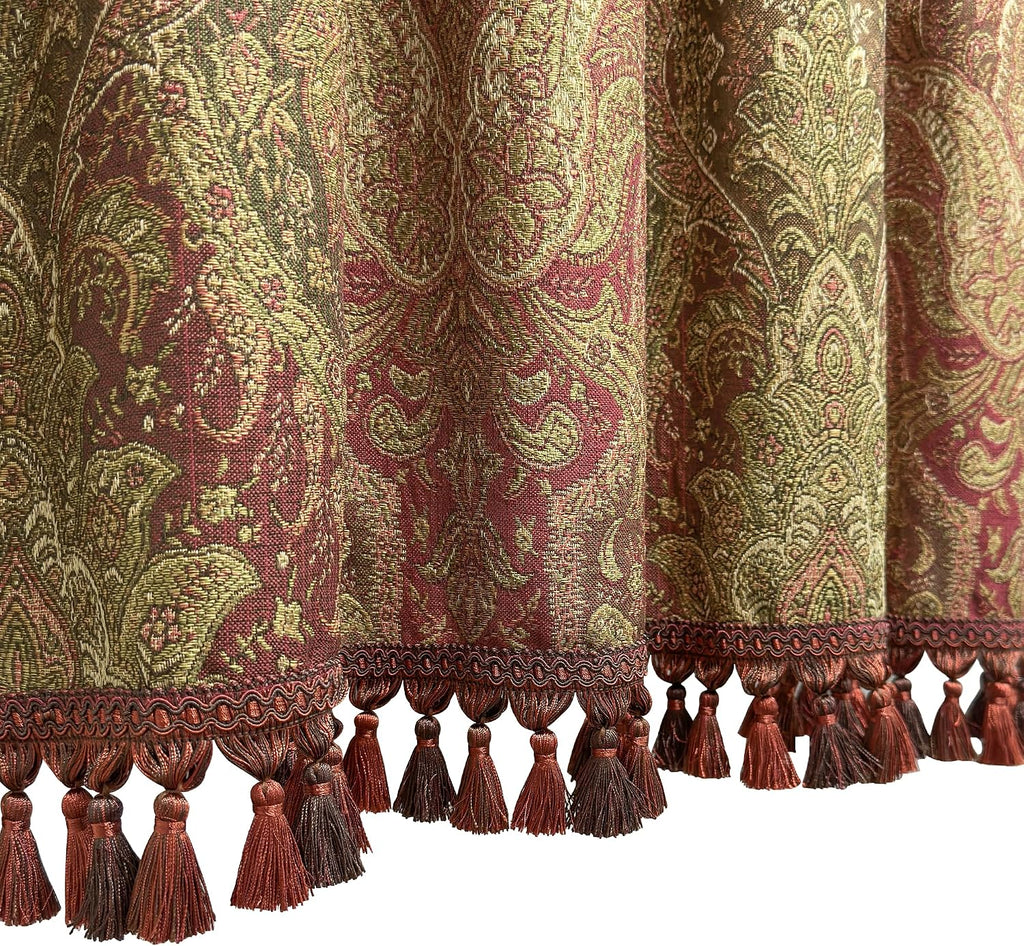 Gradient Red Jacquard Window Valance