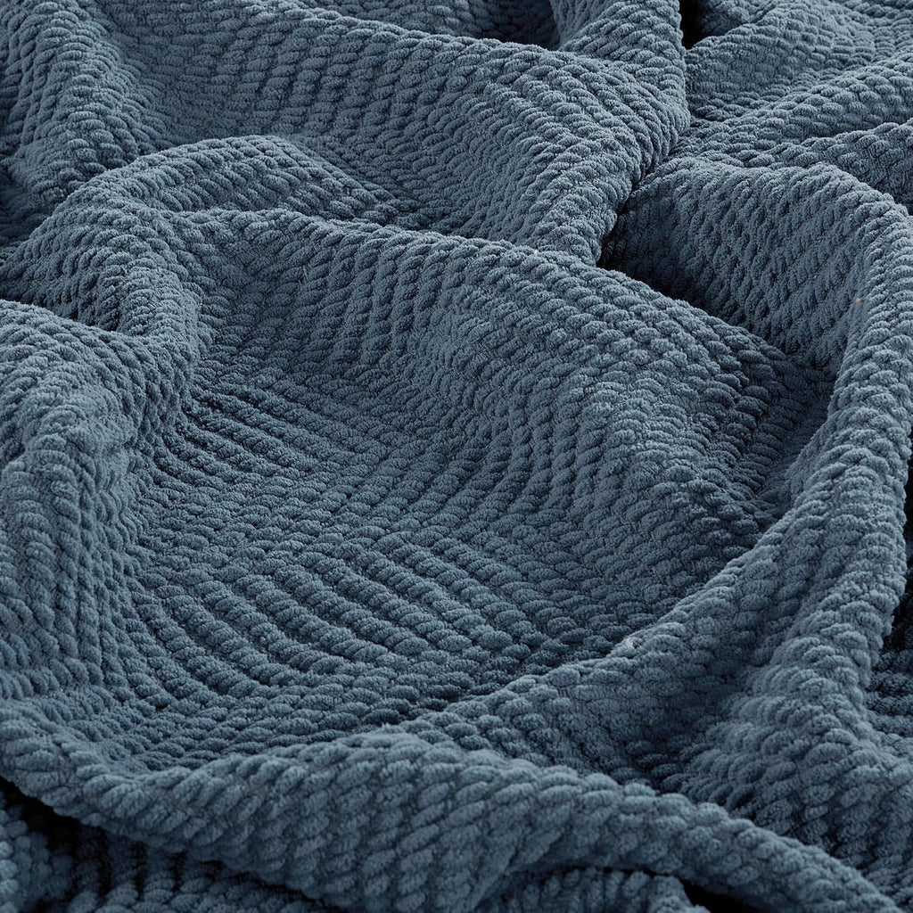Blue Wing Teal Tweed Knit Throw Blanket