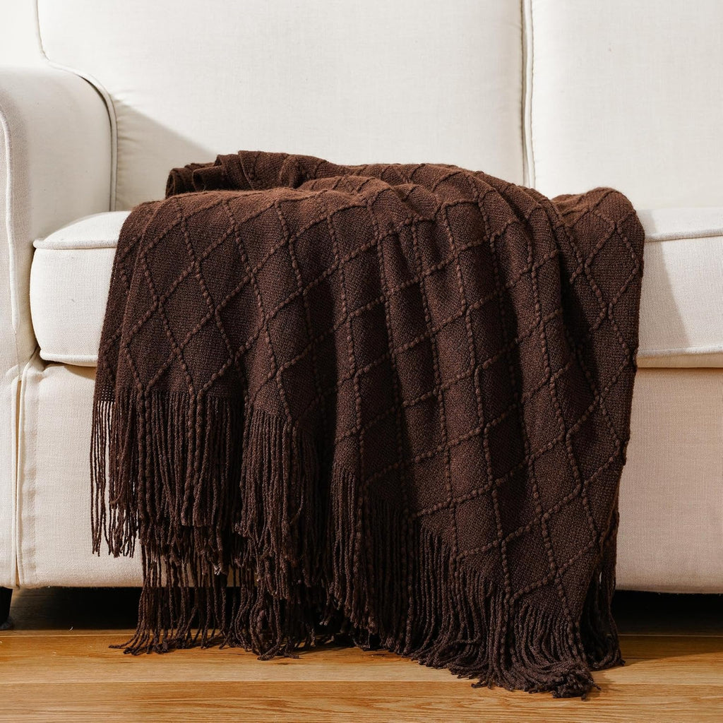 Dark Brown Knit Throw Blanket