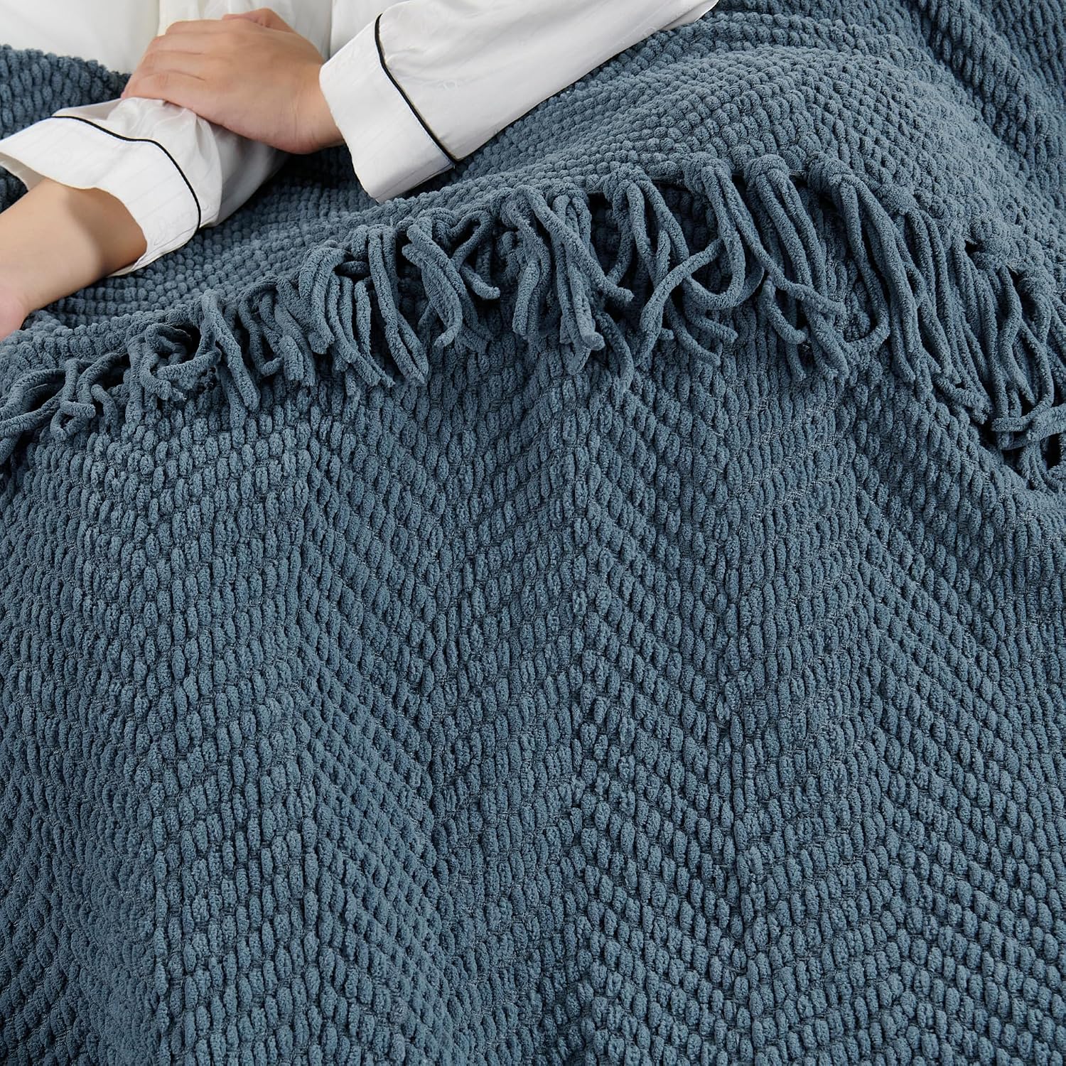 Blue Wing Teal Tweed Knit Throw Blanket